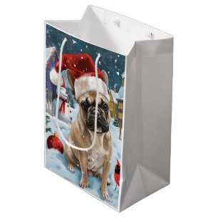 Sac Cadeau Moyen French Bulldog Winter Wonderland Christmas Joie