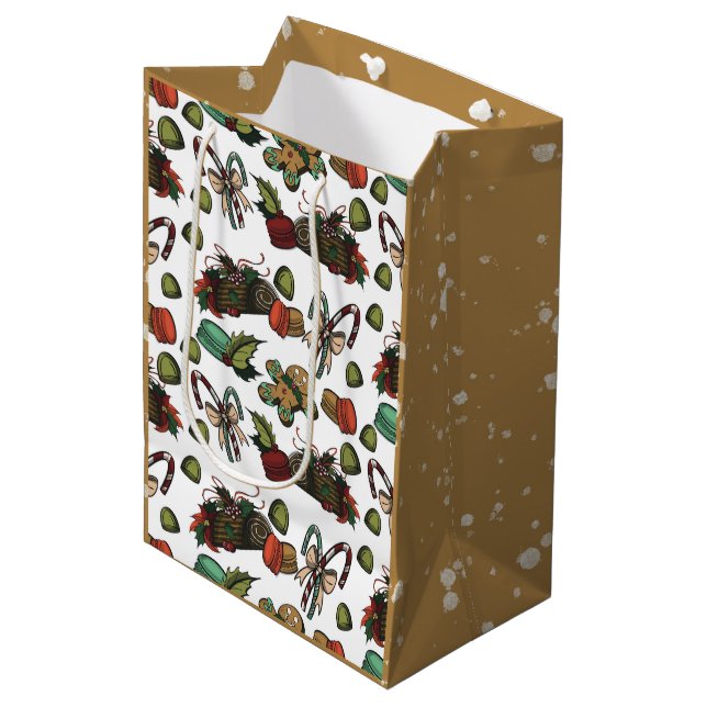 Sac Cadeau Moyen Friandises de fêtes (Devant Angle)