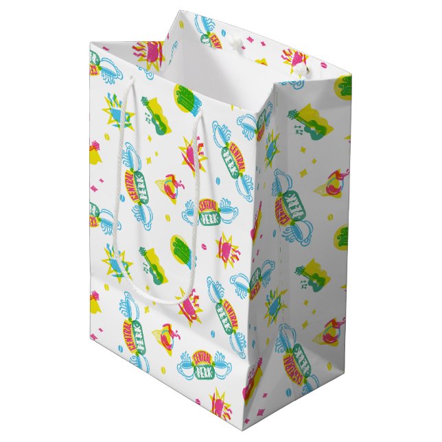 Sac Cadeau Moyen FRIENDS™ | Motif Néon Central Perk (Devant Angle)