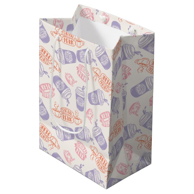 Sac Cadeau Moyen FRIENDS™ | Pastel Central Perk Pattern (Devant Angle)