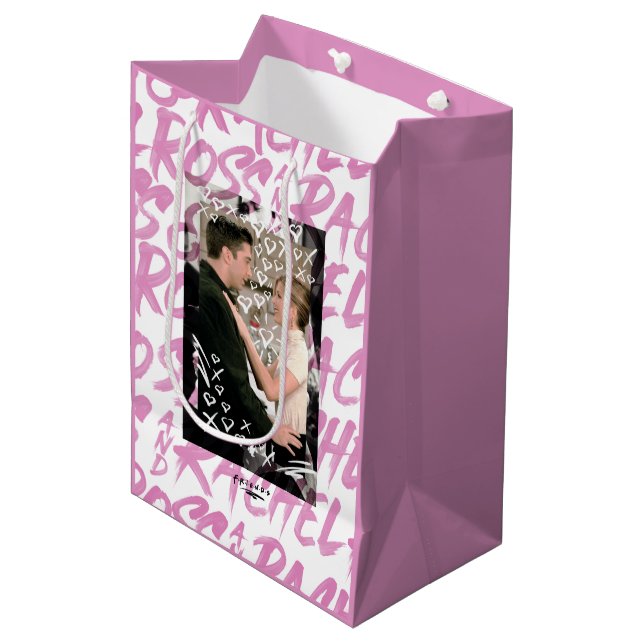 Sac Cadeau Moyen FRIENDS™ | Ross Et Rachel Doodled Hearts (Devant Angle)