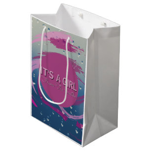Sac Cadeau Moyen Fuchsia Romantique & Pinceau Rose Clair
