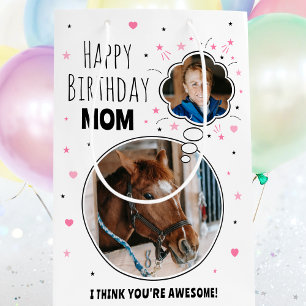 Sac Cadeau Moyen Fun Cheval Maman Anniversaire Pensée Bulle Photo B