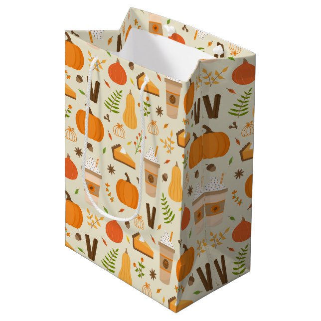 Sac Cadeau Moyen Fun Orange Fall Motif (Devant Angle)