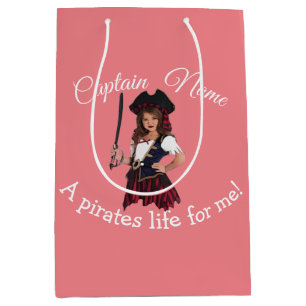 Sac Cadeau Moyen Fun Pink Girl Pirate  