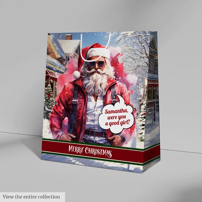 Sac Cadeau Moyen Funny Christmas Gift Bag Handsome Santa Keepsake (Funny Christmas Gift Bag Handsome Santa Keepsake)
