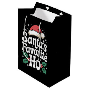 Sac Cadeau Moyen Funny Christmas Santa's Favorite Ho Naughty Pyjama