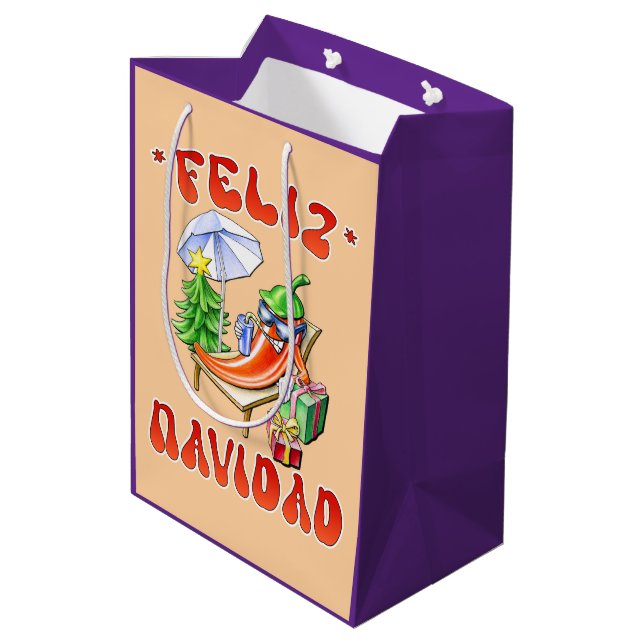 Sac Cadeau Moyen Funny Feliz Navidad Cute Christmas Chili (Dos Angle)