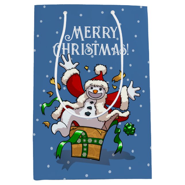 Sac Cadeau Moyen Funny Snowman Merry Christmas Surprise Cartoon (Devant)