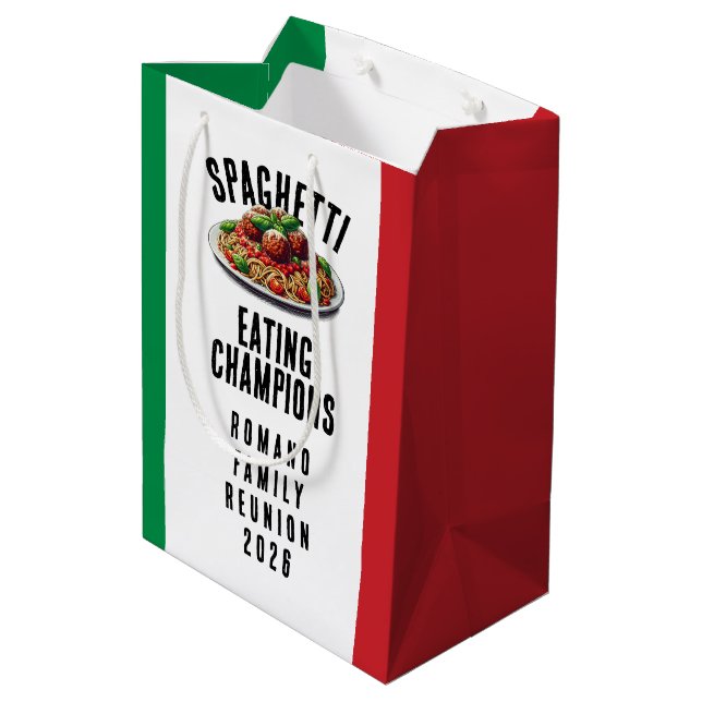 Sac Cadeau Moyen Funny Spaghetti Eating Champions Family Reunion (Dos Angle)