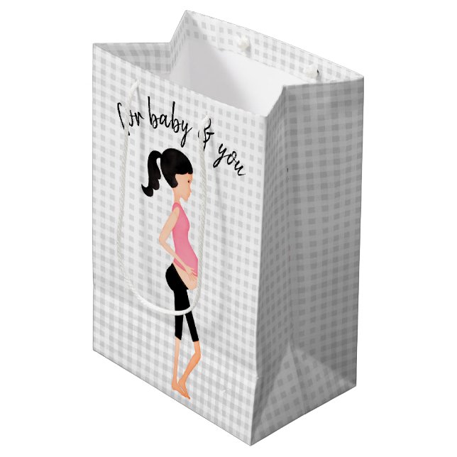 Sac Cadeau Moyen Future maman sur carreaux gris (Devant Angle)