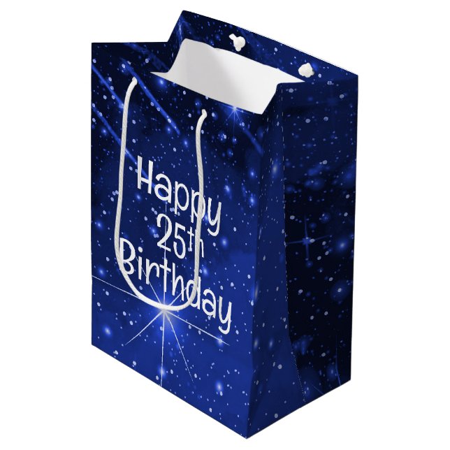 Sac Cadeau Moyen Galaxie étoilée 25e anniversaire  (Devant Angle)