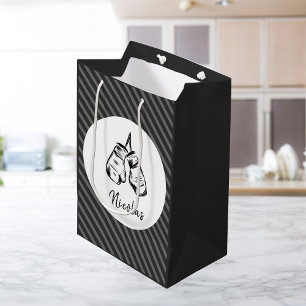 Sac Cadeau Moyen Gants de boxe dessinés Conception rayée Personnali