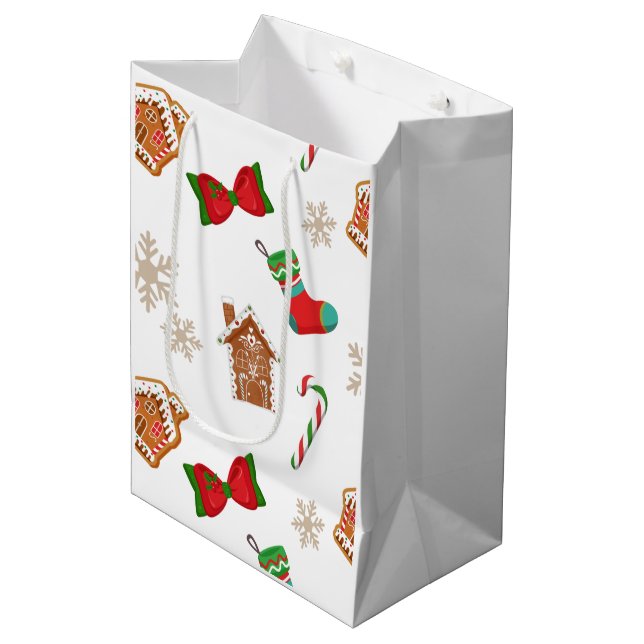 Sac Cadeau Moyen Gâteau de Noël (Devant Angle)