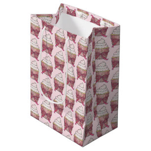 Sac Cadeau Moyen Gâteau rose avec nœud et paillettes Mariage Enterr