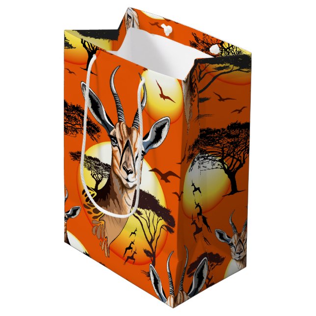 Sac Cadeau Moyen Gazelle Antelope africaine animal sauvage (Devant Angle)