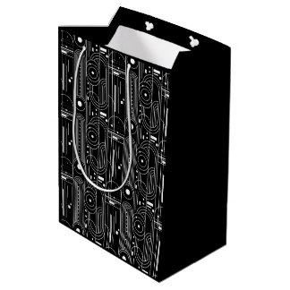 Sac Cadeau Moyen Géométrie Bauhaus noir et blanc - minimaliste