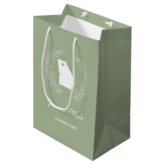 Sac Cadeau Moyen Géorgie Etat Silhouette Mariage Anniversaire     (Devant Angle)
