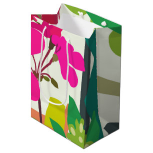 Sac Cadeau Moyen Geraniums fleuris Gras Floriste moderne