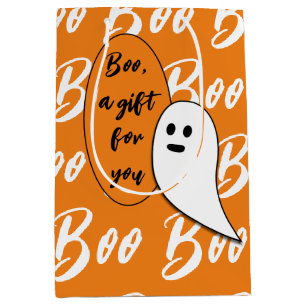 Sac Cadeau Moyen Ghost Halloween noir blanc orange boite