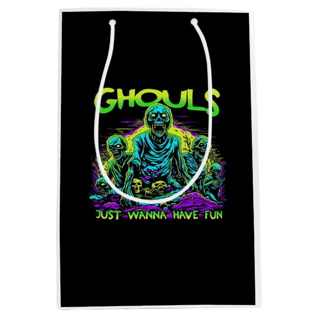 Sac Cadeau Moyen Ghouls veut juste s'amuser - Halloween Sloth Desig (Devant)