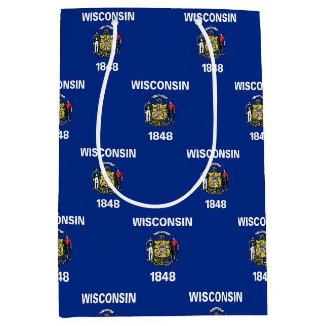 Sac Cadeau Moyen Gift Bag with flag of Wisconsin, USA (Devant)