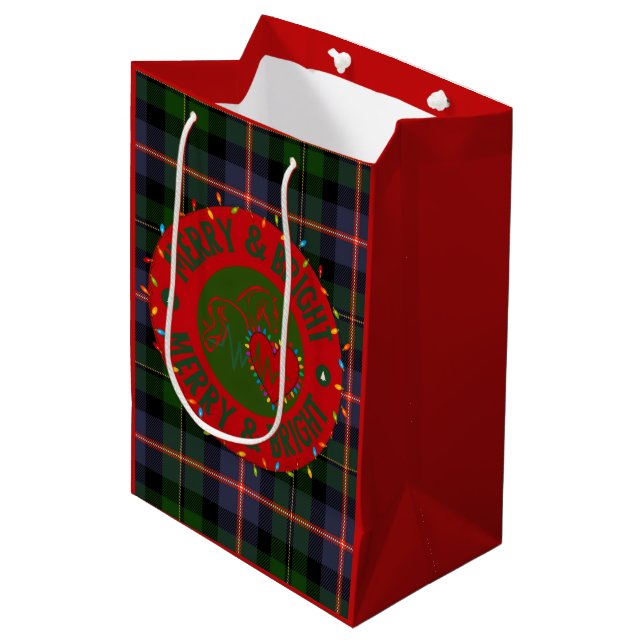 Sac Cadeau Moyen Gift Bags with Merry & Bright Logo (Devant Angle)