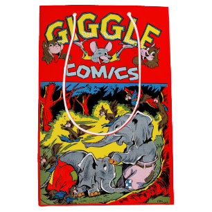 Sac Cadeau Moyen Giggle Eléphant Animaux Comics Vintages