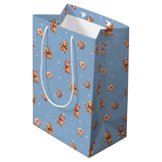 Sac Cadeau Moyen Gingerbread Cookies et Snowflakes (Dos Angle)