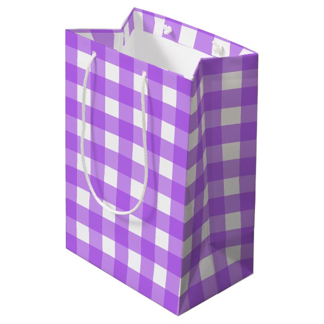 Sac Cadeau Moyen Gingham violet vif (Dos Angle)