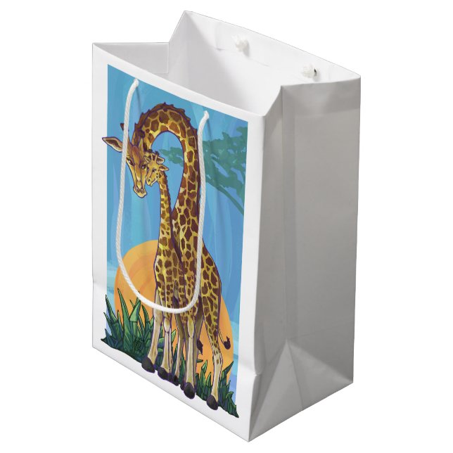 Sac Cadeau Moyen Giraffe maman et bébé (Devant Angle)