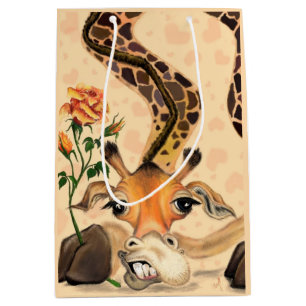 Sac Cadeau Moyen Giraffe Romantique - Messieurs - Ajouter Votre Tex