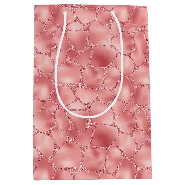Sac Cadeau Moyen Girls rose brillant Parties scintillant Giraffe Im (Devant)