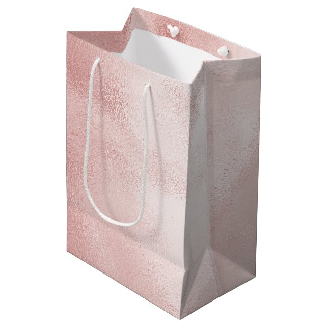 Sac Cadeau Moyen Girly Glam Blush Mariage Rose (Devant Angle)