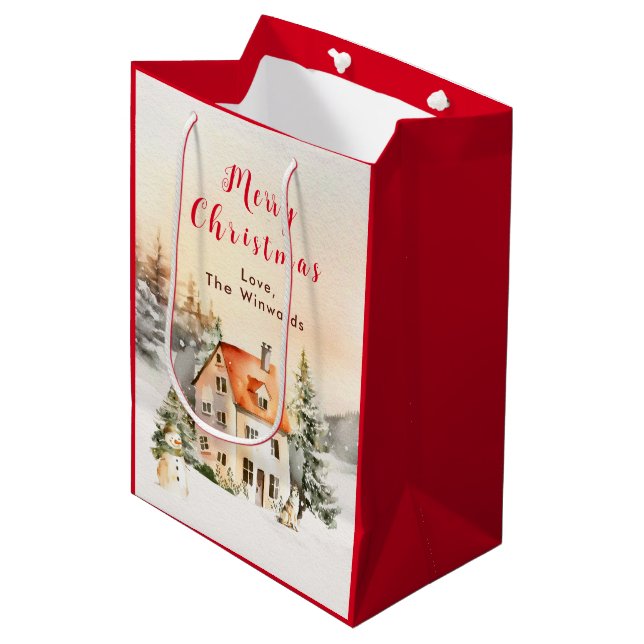 Sac Cadeau Moyen Gîte de vacances d'hiver Joyeux Noël