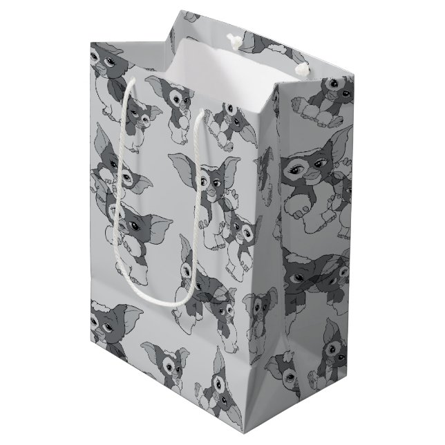 Sac Cadeau Moyen Gizmo | Black & White Pattern (Devant Angle)