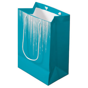 Sac Cadeau Moyen Glaçons de Noël Bleu Aqua