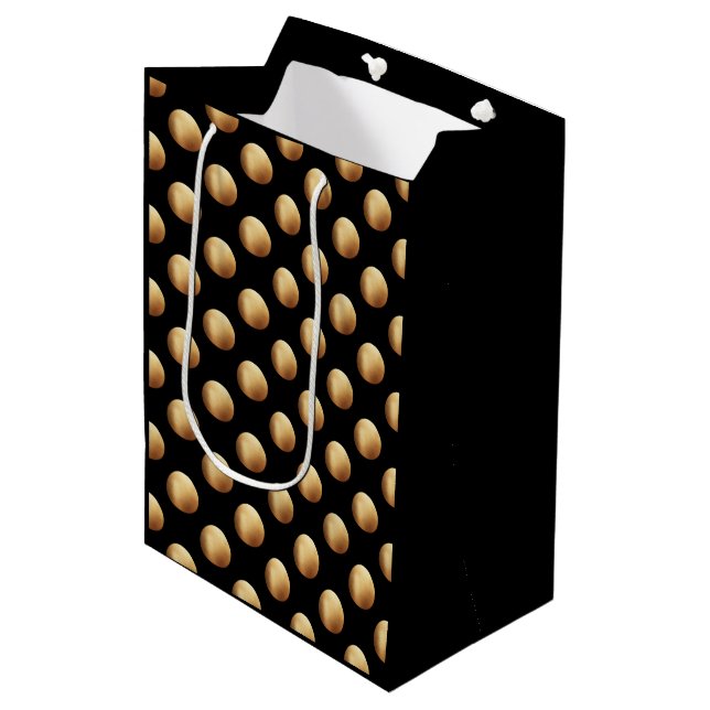 Sac Cadeau Moyen Glam moderne noir et or (Devant Angle)