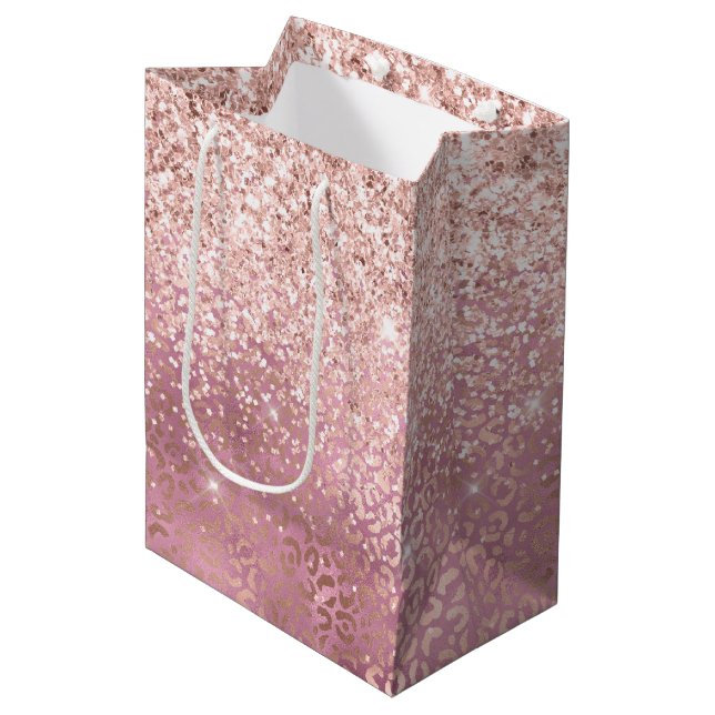 Sac Cadeau Moyen Glam Pink Glitzy Parties scintillant Empreinte de  (Devant Angle)