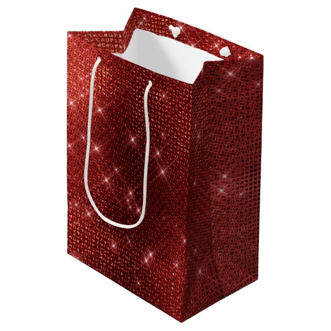 Sac Cadeau Moyen Glam Red Sparkle (Devant Angle)