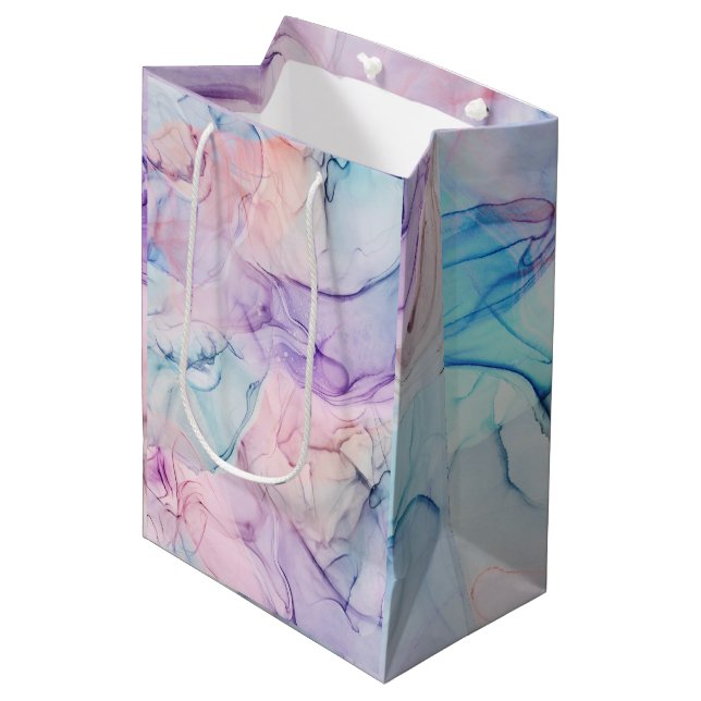 Sac Cadeau Moyen Glamour Fantastique Aquarelle Pastel Ethéré Diapha (Devant Angle)