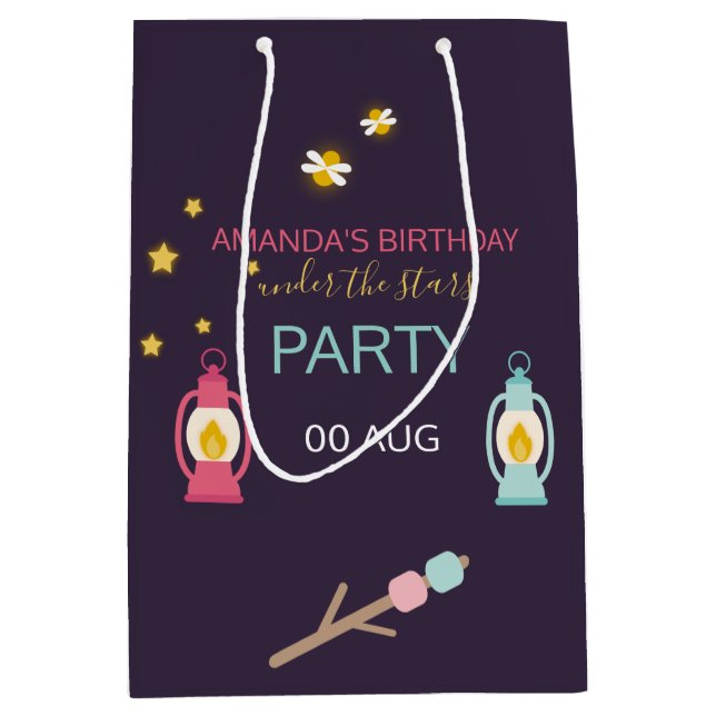 Sac Cadeau Moyen Glamping Party personnalisé Fête d'invité (Devant)