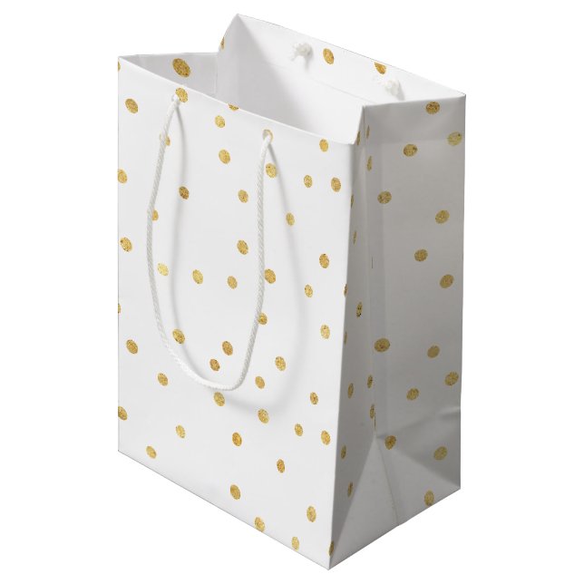Sac Cadeau Moyen Glitzy Gold Confetti (Devant Angle)