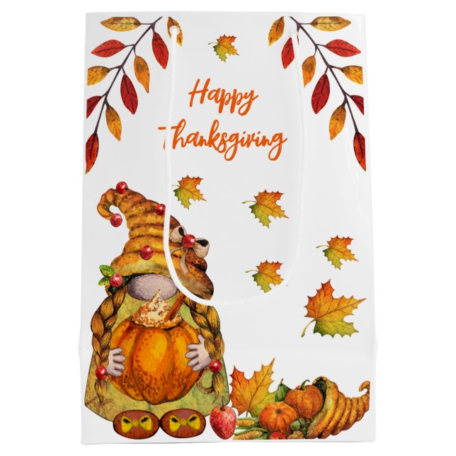 Sac Cadeau Moyen Gnome avec Citrouille (Dos)