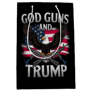 Sac Cadeau Moyen God Guns Et Trump Eagle Drapeau Américain Vintage