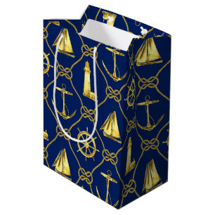 Sac Cadeau Moyen Gold Ancre nautique navires corde noeuds