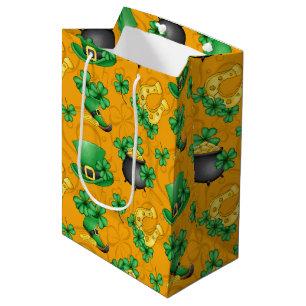SAC CADEAU MOYEN GOLD IRISH TOP HATS VERT SHAMROCK HORSESHOS
