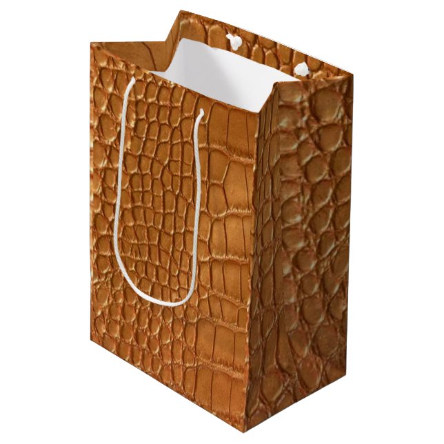 Sac Cadeau Moyen Gold leather texture luxury  (Devant Angle)