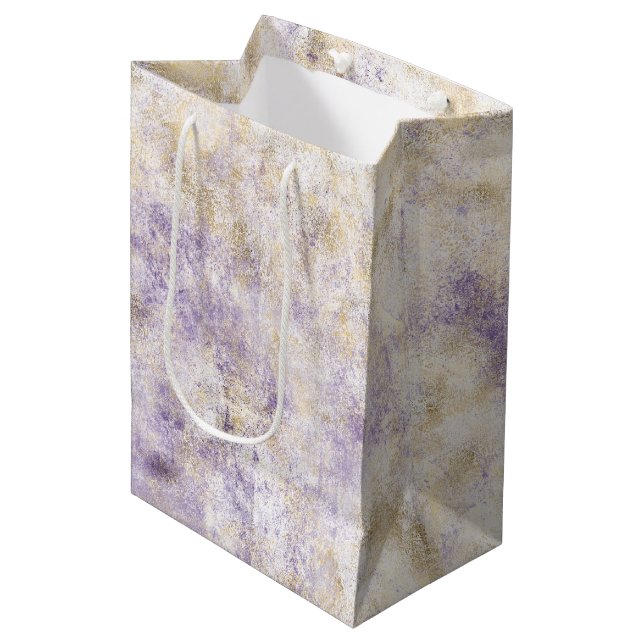 Sac Cadeau Moyen Gold Purple Abstrait (Devant Angle)