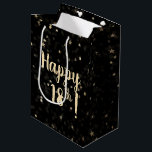 Sac Cadeau Moyen Gold Stars and Dots 18th Birthday Medium Gift Bag<br><div class="desc">étoiles d'or avec cercles de bokeh sur arrière - plan noir pour 18ème anniversaire. La couleur Arrière - plan peut être modifiée.</div>
